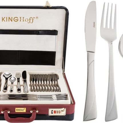 KINGHOFF 3515 - luxe bestekset koffer - 72 delig - 12 persoons - Modern bestek