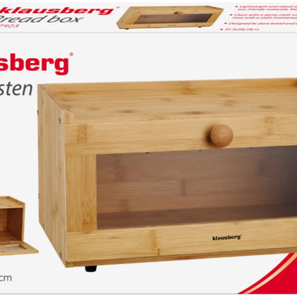 KLAUSBERG Bamboe Brooddoos Met Acryl Front - 35,5x24x18 cm - Natuurlijke Broodopslag - KB-7923 - Broodtrommel - Brood vershouddoos