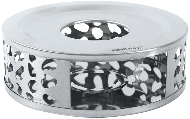 KINGHOFF KH-1898 Theewarmer – RVS, Ø15 cm, Langdurige Warmtebehoud voor Theepotten en Karaffen - Theepot Verwarmer - Waxinelichthouder