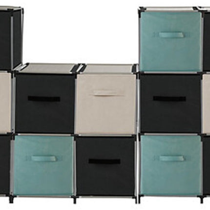 5Five Opbergmand/kastmand Square Box - karton/kunststof - 29 liter - zeegroen - 31 x 31 x 31 cm - Vakkenkast manden