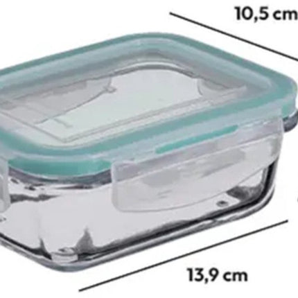 Set van 5 - Vershoudbakjes met deksel - glas - luchtdicht - met clips - 14 x 10 x 5 cm - 730 ml