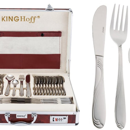 KINGHOFF 3554 - luxe bestekset koffer - 72 delig - 12 persoons - Modern bestek