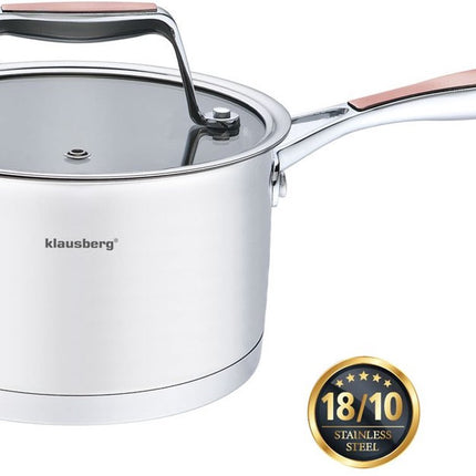 Klausberg 7224 - Steelpan 16 cm - met deksel - 1.8 liter