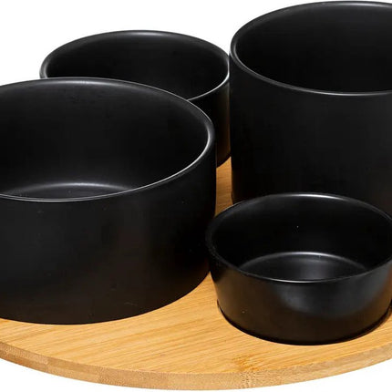 Tapasschaal / aperitiefset hout / zwart. 33cm