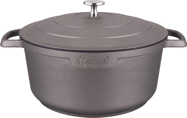 Hakal hoge braadpan met ergonomische handgrepen - 4.5 L, 24 cm ovenbestendige kookpot - grijs/zilver