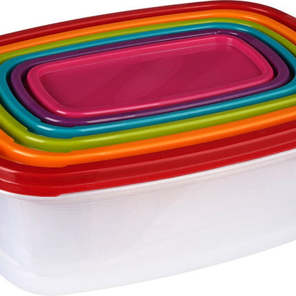 5five Vershoudbakjes nestbaar - 6-delig - BPA vrij - meal prep - herbruikbaar - multi kleuren - luchtdicht