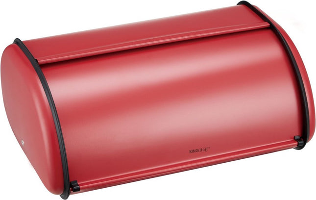 Kinghoff 1865 - Broodtrommel groot - RVS - Rood - Retro - 44 x 27 x 18,5 cm