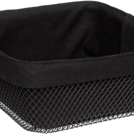 5Five - Broodmand Bistro plus - metaal/stof - zwart - 25 x 11 cm - vierkant