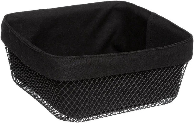 5Five - Broodmand Bistro plus - metaal/stof - zwart - 25 x 11 cm - vierkant