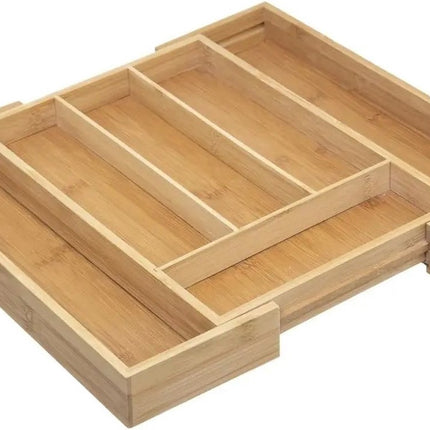 Set van 2x stuks 5five bestekbak - uitschuifbaar - 4 tot 6-vaks - bamboe - 35 x 25 cm - keuken organizer
