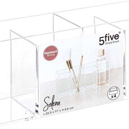 5Five Make-up organizer 4 vakken - 22 x 7 cm - kunststof - Nagellak houder - Make-up houder - Organizers