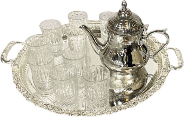 Marokkaanse Familie Theeset - theepot-diebblad - 12 glazen