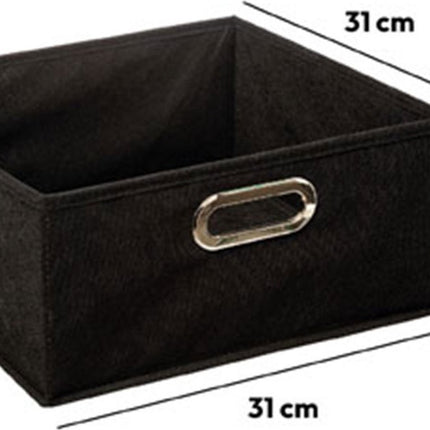 5Five Opbergmand/kastmand - zwart - linnen - 14 liter - 31 x 31 x 15 cm - Opbergbox - Vakkenkast manden