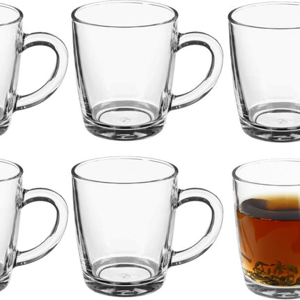 Secret de Gourmet Koffie/thee glazen met oor - set 12x stuks - transparant glas - 340 ml