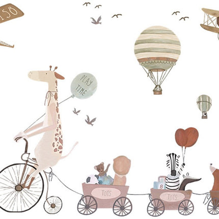 Wandsticker Giraf op Fiets XXL - Zelfklevende Dieren Muurdecoratie voor Kinderkamer - Grote Dieren Sticker voor Peuterkamer en Babykamer - Muursticker