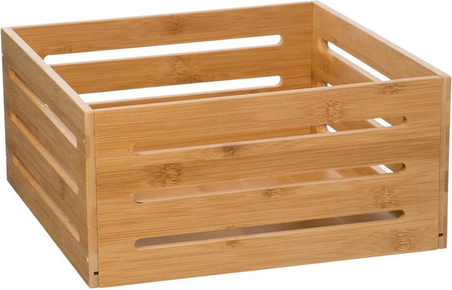 5Five Fruitkisten opslagbox - open structuur - lichtbruin - hout - L31 x B31 x H15 cm - Decoratie huis en tuin - Kisten/kistjes