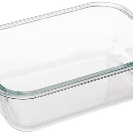 5Five Vershoudbakje met deksel - glas - luchtdicht - met clips - 23 x 18 x 8 cm - 1300 ml - zwart/transparant