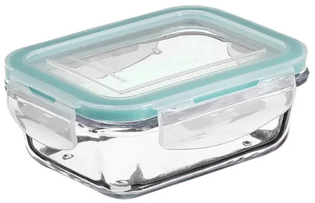 Set van 5 - Vershoudbakjes met deksel - glas - luchtdicht - met clips - 14 x 10 x 5 cm - 730 ml