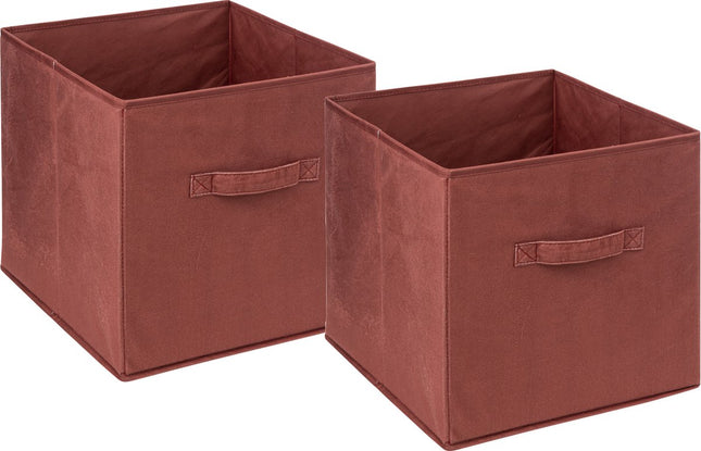 5Five Opbergmand/kastmandje - 2x - Bordeaux rood - 31 x 31 x 31 cm - 29 liter - Vakkenkast manden - Stof met versterkte bodem - Opvouwbaar