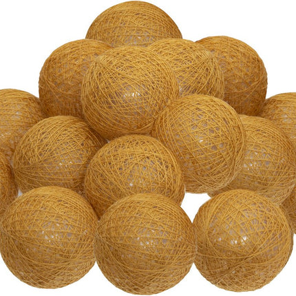 Atmosphera Lichtslinger - 16 verlichte balletjes/bollen 35 mm - okergeel - 255 cm - batterijen