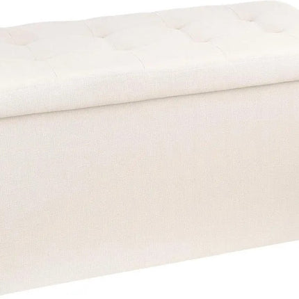 Atmosphera Poef/Hocker/Voetenbankje - opbergbox - beige - PU/MDF - 76 x 38 x 38 cm - opvouwbaar