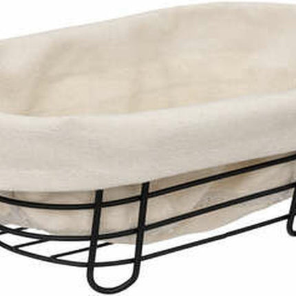 5Five - Broodmand Bistro - metaal/stof - ovaal - zwart/creme wit - 28 x 18 x 11 cm