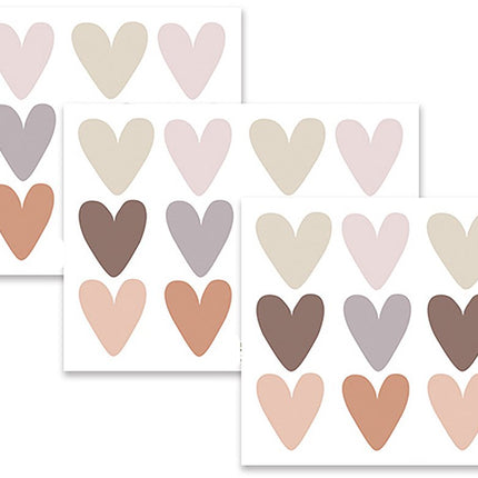 Sipo Harten Wandsticker Set - Zelfklevende Muurdecoratie - Verplaatsbare Harten voor Kinderkamer en Woonkamer - 6.5x5.7 cm per Hart - Muurstickers