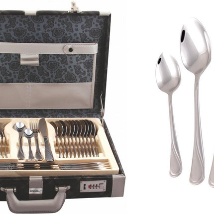 Bestekset - 12 persoons - 72-delig - Luxe Opbergkoffer - 18/10 - Kinghoff- KH-3544