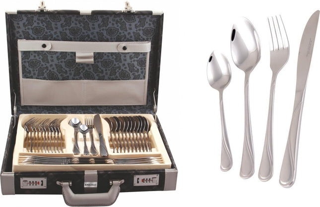Bestekset - 12 persoons - 72-delig - Luxe Opbergkoffer - 18/10 - Kinghoff- KH-3544