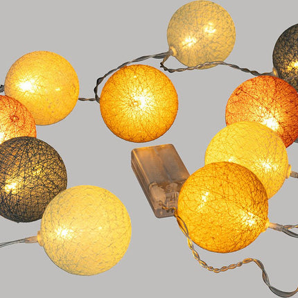 Atmosphera LED decoratieve slinger multi kleur balletjes - Lichtslingers katoen - Cotton ball - 10 Ballen - Batterijen niet inbegrepen