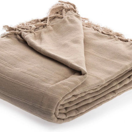 Bedsprei katoen beige taupe 230 x 250 cm | Sprei 2 persoons