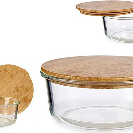 Lunchbox Transparant Bamboe Borosilicaatglas 17 x 7 x 17 cm