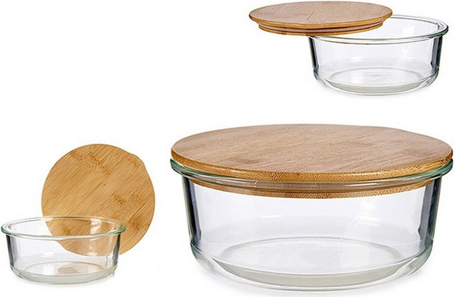 Lunchbox Transparant Bamboe Borosilicaatglas 17 x 7 x 17 cm