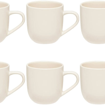 Set van 6 Witte Keramieke Mokken 24 cl - Stoneware - Met Oor - Praktisch en Stijlvol