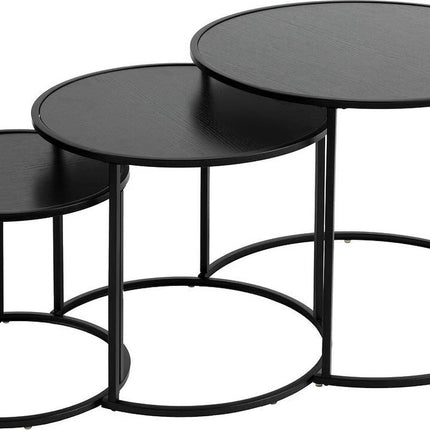 Atmosphera Bijzettafels Noah - Ø35/56/54xH45cm - Set van 3 stuks - Zwart