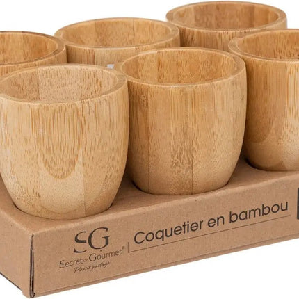 Secret de gourmet Eierdopjes bamboe - Set van 6 - H7,5 CM