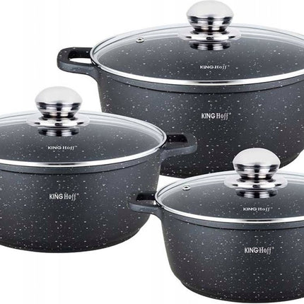 Kinghoff 1606 - Braadpannen set - 6 delig - marmeren coating