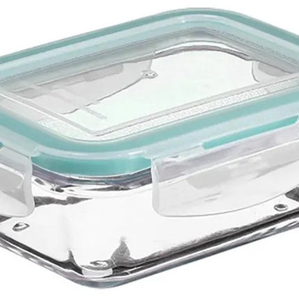 5Five Vershoudbakje met deksel - 3x - glas - luchtdicht - met clips - 14 x 10 x 5 cm - 330 ml