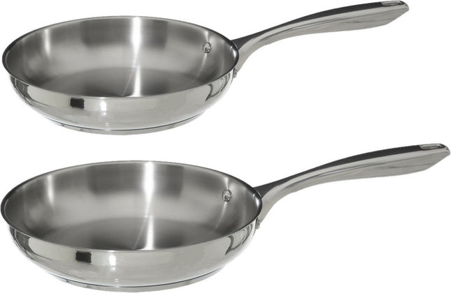 Secret de Gourmet Koekenpannen Acoma - D20 en D24 cm - Alle warmtebronnen - Zilver RVS