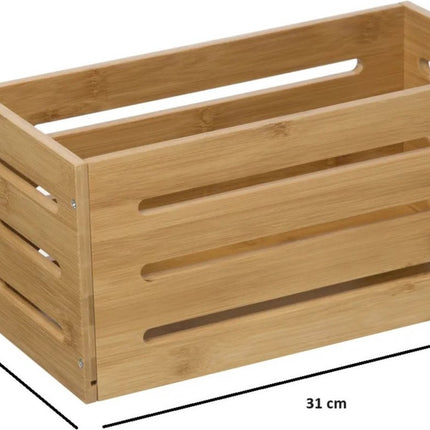 5Five Fruitkisten opslagbox - 2x - open structuur - lichtbruin - hout - L31 x B15 x H15 cm - Decoratie huis en tuin - Kisten/kistjes