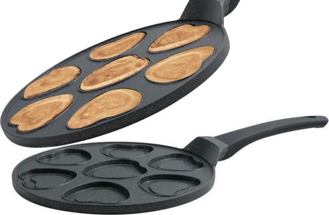Crêpemaker - Pancake Maker - Pancake pan hart vorm 7 hole - Marmeren Anti Aanbaklaag