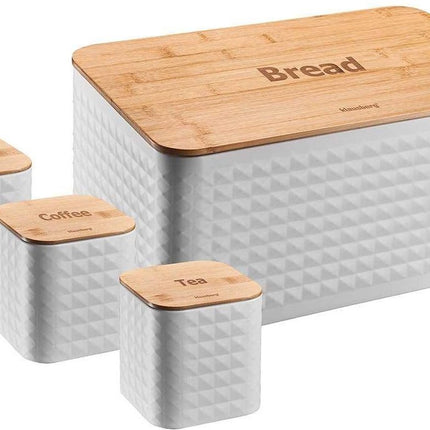 Klausberg 7483 - Broodtrommel, suiker, thee en koffie - Set - deksel is ook snijplank