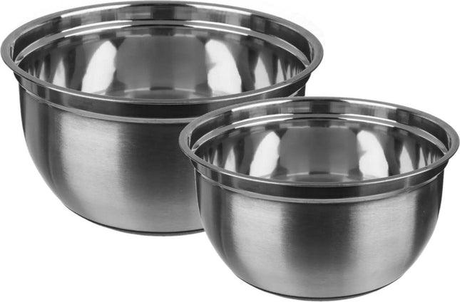 Set 2x stuks beslagkommen/mengkommen - RVS 4,5L/1L - Met antislip