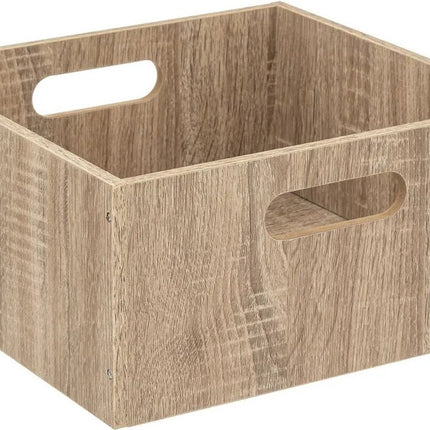5five Opbergmand/kastmand van hout - Set van 2x stuks - lichtbruin - 14 Liter - 31 x 31 x 15 cm - Opbergboxen - Vakkenkast manden
