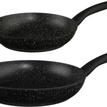 Secret de Gourmet - Koekenpannen set 2x - Alle kookplaat/warmtebronnen - Zwart - Dia 24 en 28 cm
