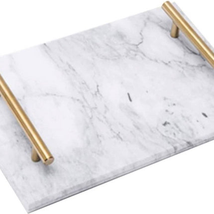 Marmeren dienblad met gouden hendels 30 x 20 cm