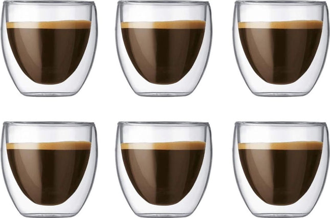 Louvira - latte macchiato glazen - 250 ml - 6 stuks - Theeglazen - dubbelwandige glazen - latte macchiato glazen dubbelwandig - latte glazen - Koffieglazen - Cappuccino glazen