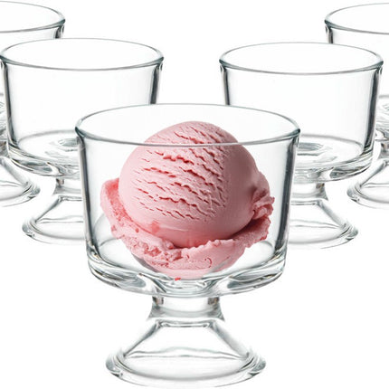 Vivalto IJcoupes/IJsjes/Dessert serveer schaaltjes - set 6x stuks - glas - 290 ml - op voet - D9 cm/H10 cm