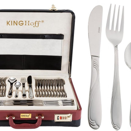 KINGHOFF 3508 - luxe bestekset koffer - 72 delig - 12 persoons - Modern bestek