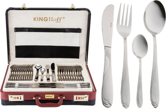 KINGHOFF 3508 - luxe bestekset koffer - 72 delig - 12 persoons - Modern bestek
